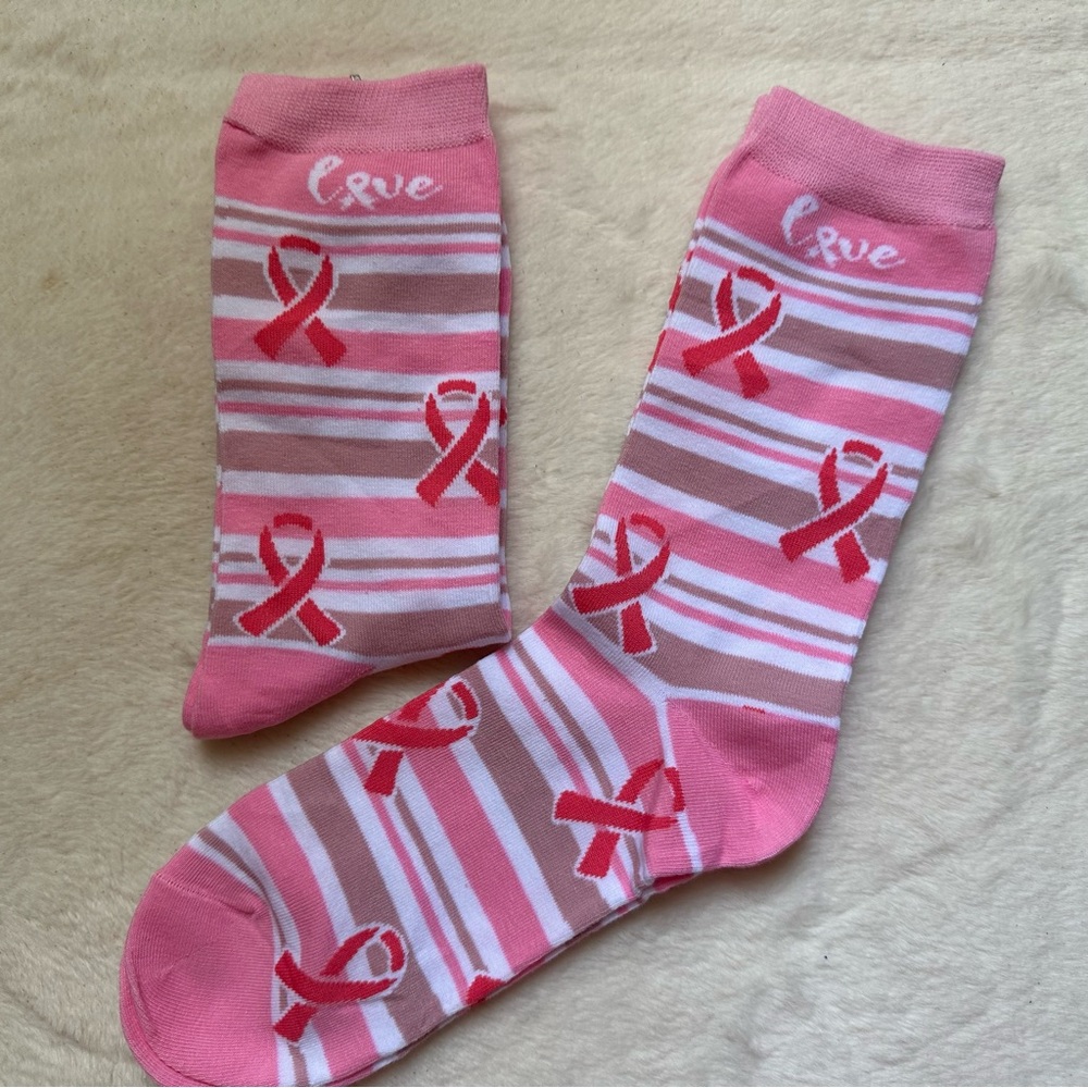 Breast Cancer Support Awareness Socks NWOT